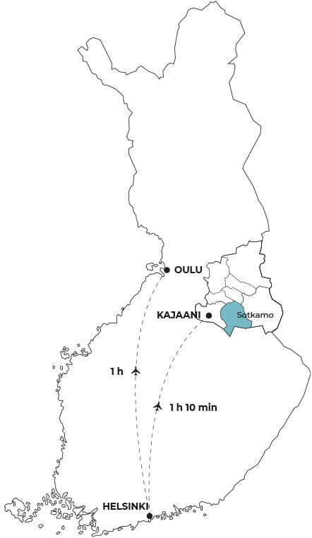 Map of Finland. Location of Sotkamo highlighted